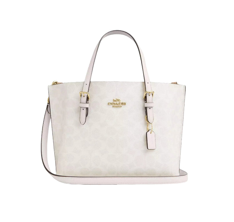 Coach Women's Mollie Tote Bag 25 In Signature Canvas Gold/White/Chalk