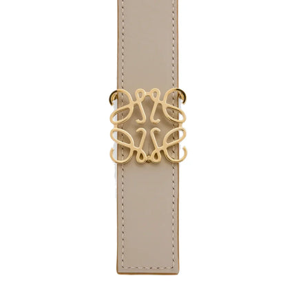 Loewe Women's Reversible Anagram Belt in Supple Grained Calfskin Clay/Gold