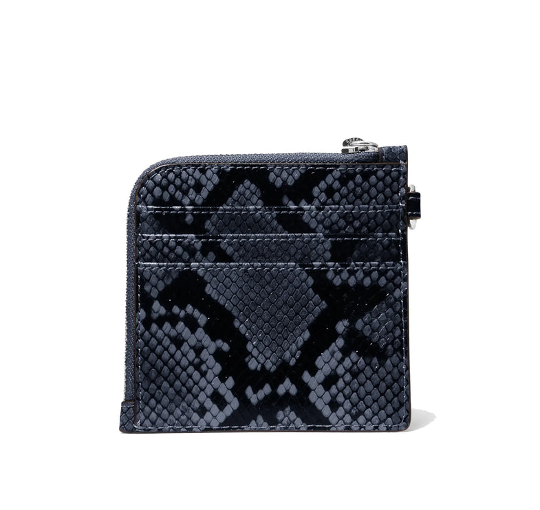 Michael Kors Women's Jet Set Travel Medium Snake Embossed Chain Wallet Navy