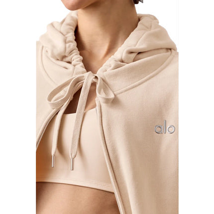 alo Women's Accolade Full Zip Hoodie Macadamia