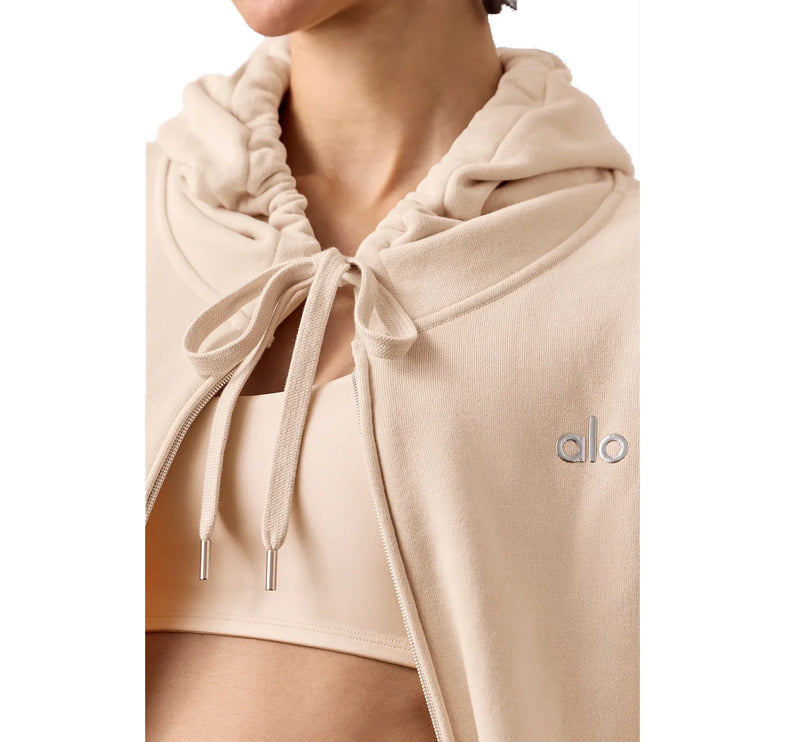 alo Women's Accolade Full Zip Hoodie Macadamia