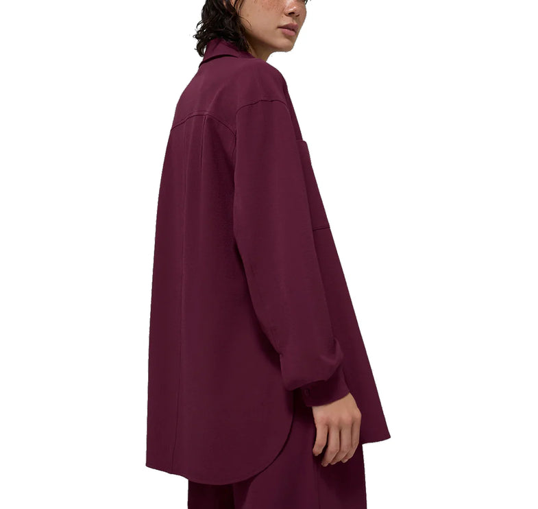 alo Women's Dreamscape Button Down Long Sleeve Burgundy - Hemen Kargoda