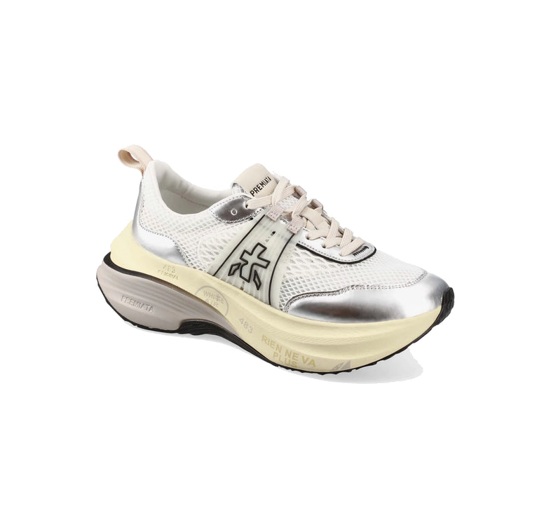 Premiata Women's Hill Sneakers White/Silver 7511