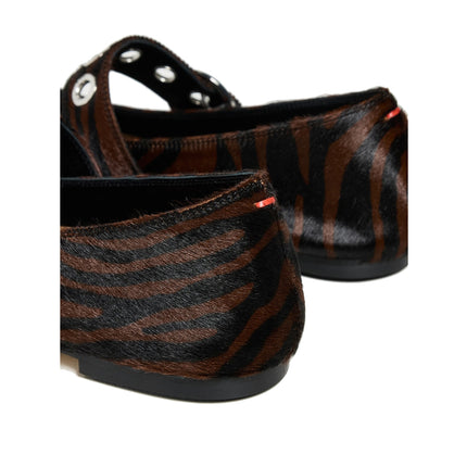 AEYDE Women's Uma Eyelet Zebra Ponyhair Moka Flats Moka