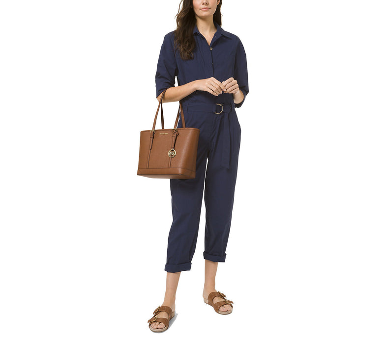 Michael Kors Women's Jet Set Travel Small Saffiano Leather Top-Zip Tote Bag Luggage