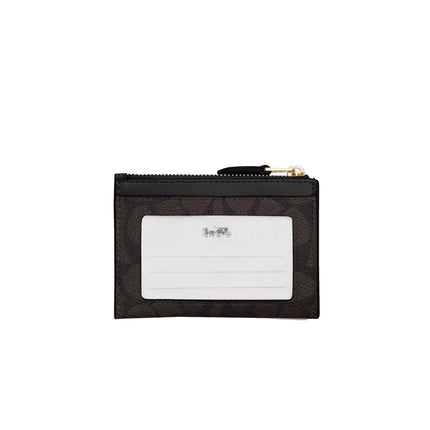 Coach Women's Mini Skinny Id Case In Signature Canvas Gold/Walnut/Black