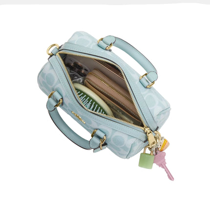 Coach Women's Mini Rowan Crossbody Bag In Signature Canvas Gold/Light Blue
