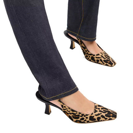 Coach Women's Slingback Heel With Leopard Print Tan/Black