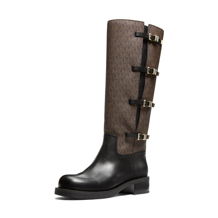 Michael Kors Women's Darrington Signature Logo and Leather Boot Brown/Black