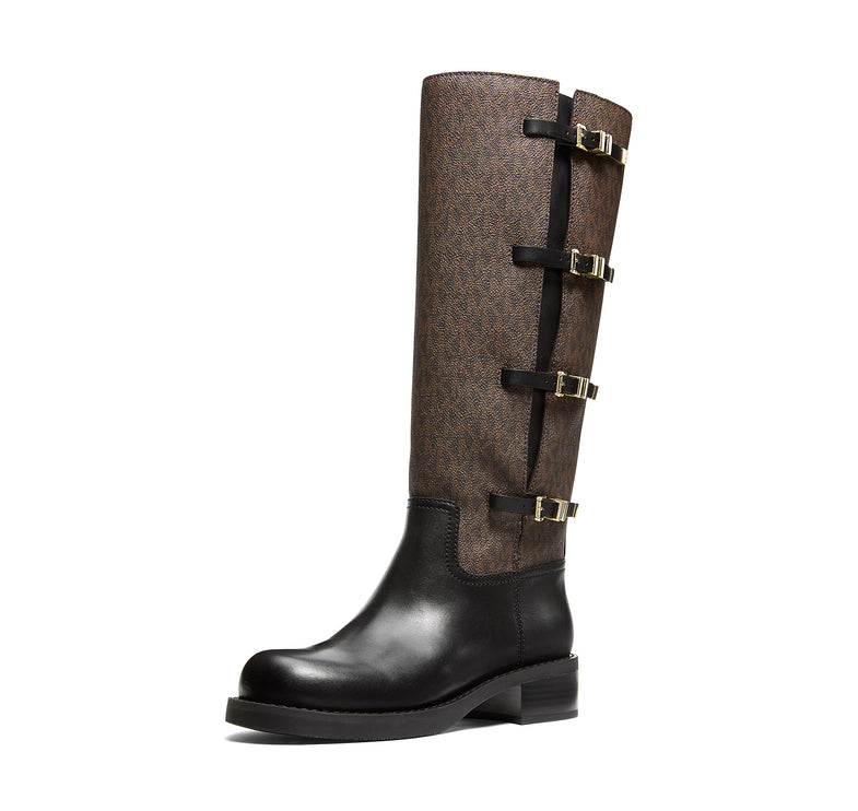 Michael Kors Women's Darrington Signature Logo and Leather Boot Brown/Black