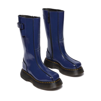 Dr. Martens Women's Buzz Hi Distressed Patent Boots Dark Blue