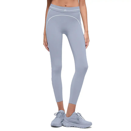 alo Women's Airbrush High-Waist 7/8 Heart Throb Legging Winter Frost/White