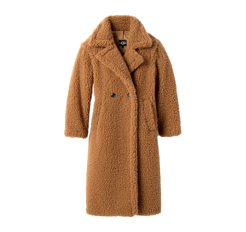 UGG Women's Gertrude Long Teddy Coat Chestnut