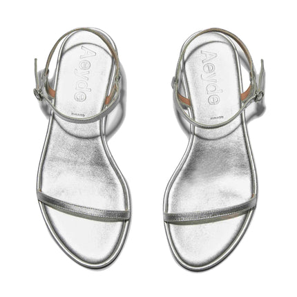AEYDE Women's Nettie Leather Sandals Silver Nappa