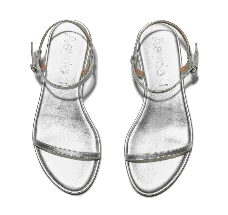 AEYDE Women's Nettie Leather Sandals Silver Nappa