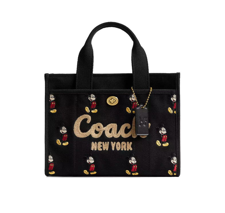 Coach Women's Disney X Coach Cargo Tote Bag 26 With Mickey Mouse In Regenerative Cotton Canvas Brass/Black Multi