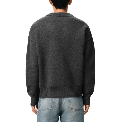 AMI Alexandre Mattiussi Unisex Ami de Coeur Wool Cardigan Heather Grey/Red