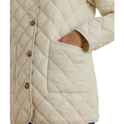 Polo Ralph Lauren Women's Diamond-Quilted Mockneck Jacket Cream