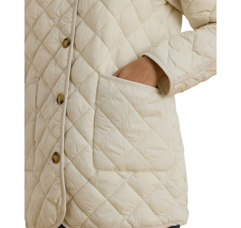 Polo Ralph Lauren Women's Diamond-Quilted Mockneck Jacket Cream