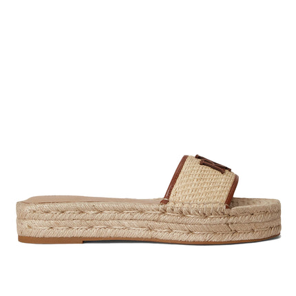 Polo Ralph Lauren Women's Polly Leather-Trim Raffia Espadrille Natural/Lauren Tan