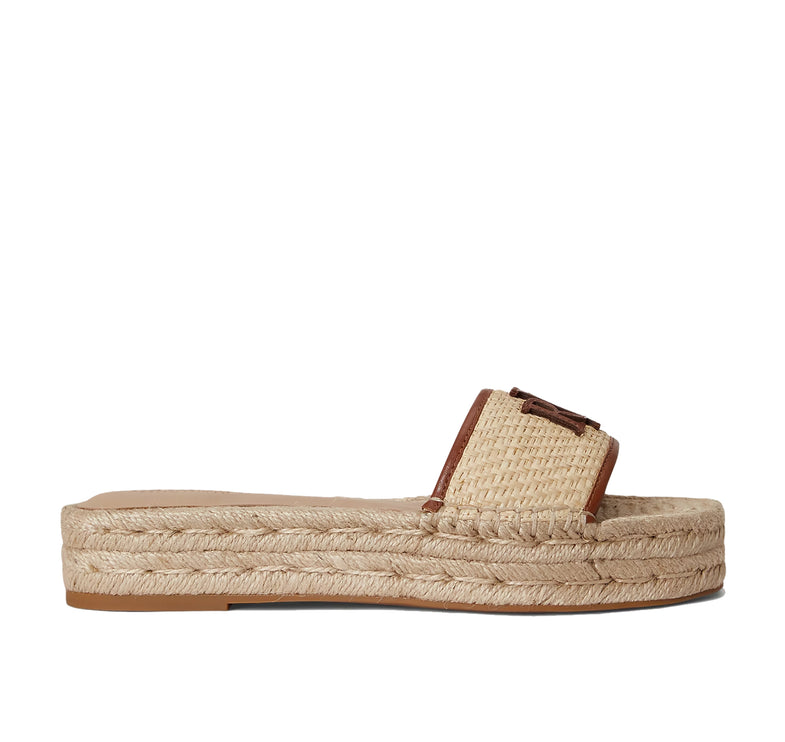 Polo Ralph Lauren Women's Polly Leather-Trim Raffia Espadrille Natural/Lauren Tan