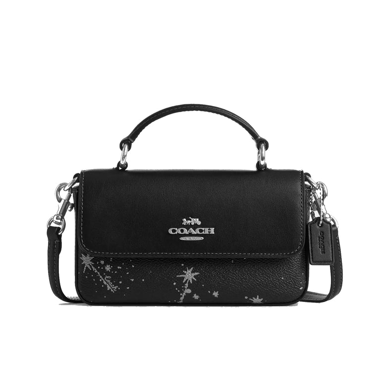 Coach Women's Mini Josie Top Handle Bag With Star Print Black/Silver