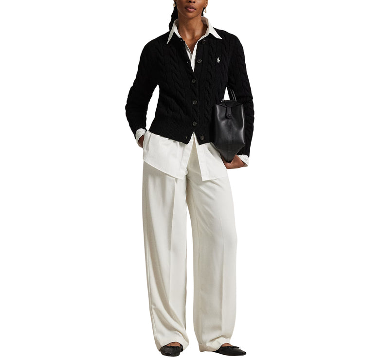 Polo Ralph Lauren Women's Cable-Knit Wool-Cashmere Cardigan Polo Black
