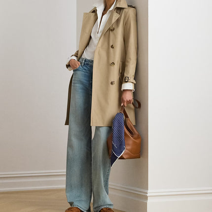 Polo Ralph Lauren Women's Double-Breasted Cotton-Blend Trench Coat Sand