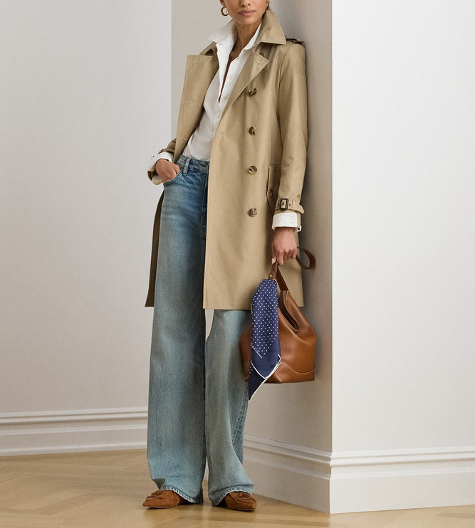 Polo Ralph Lauren Women's Double-Breasted Cotton-Blend Trench Coat Sand