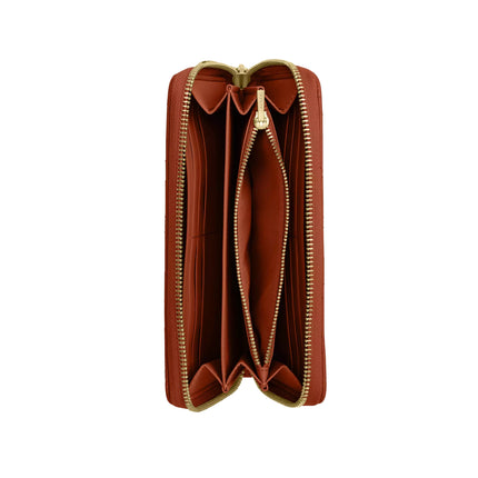 Coach Women's Long Zip Around Wallet With Quilting Gold/Cinnamon
