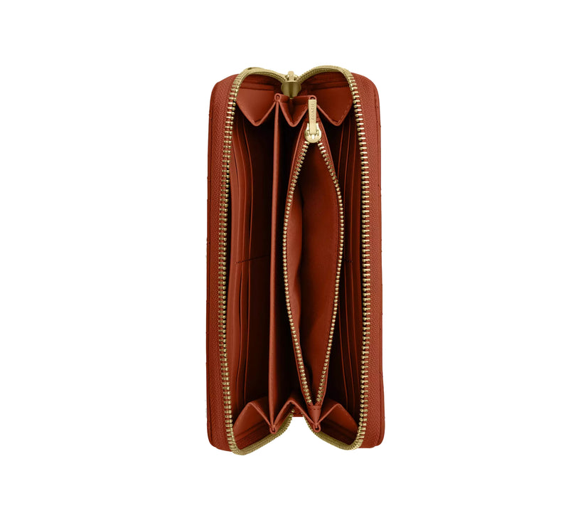 Coach Women's Long Zip Around Wallet With Quilting Gold/Cinnamon