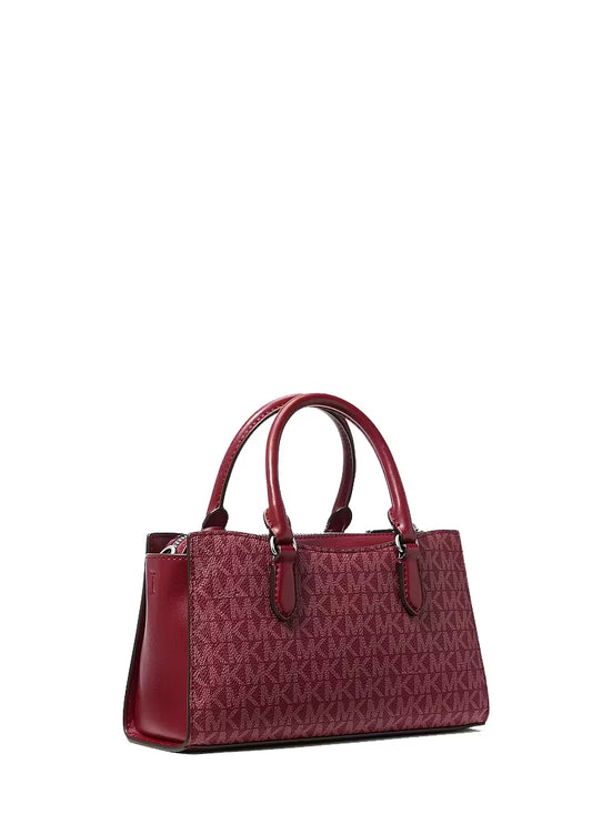 Michael Kors Women's Arden Small Signature Logo Messenger Bag Maroon
