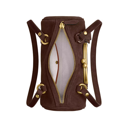 Coach Women's Kisslock Barrel Bag 28 Brass/Dark Chocolate