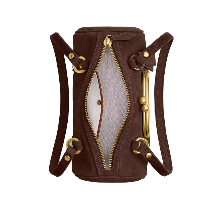 Coach Women's Kisslock Barrel Bag 28 Brass/Dark Chocolate