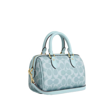 Coach Women's Mini Rowan Crossbody Bag In Signature Canvas Gold/Light Blue