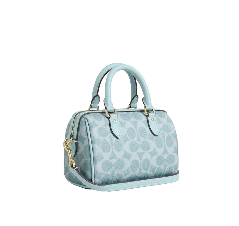 Coach Women's Mini Rowan Crossbody Bag In Signature Canvas Gold/Light Blue