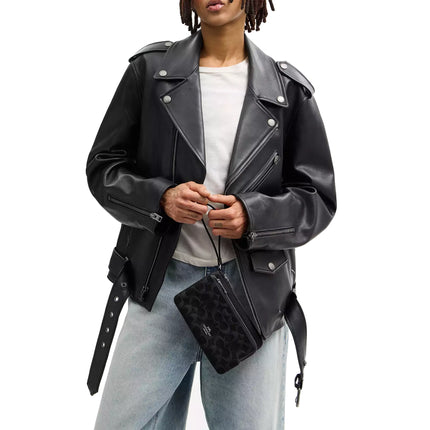 Coach Women's Double Zip Wallet In Signature Denim Silver/Black