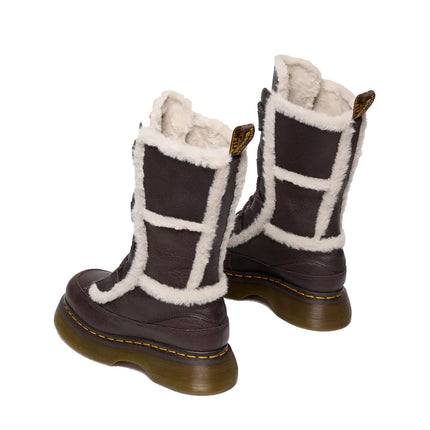 Dr. Martens Women's Buzz Lace Up Faux Fur Lined Grizzly Leather Boots Dark Brown