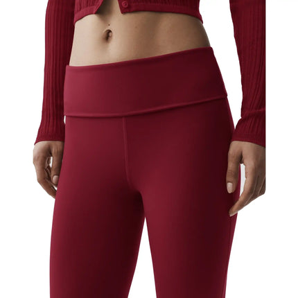 alo Women's ALO Softsculpt 7/8 Foldover Flare Legging Summer Romance Red