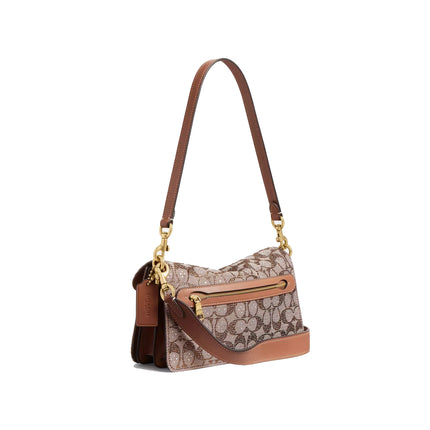 Coach Women's Tabby Shoulder Bag 26 In Crystal Signature Jacquard Brass/Mushroom