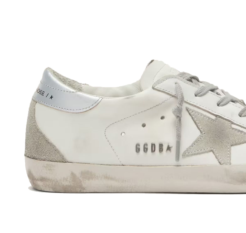 Golden Goose Women's Super Star with Silver Heel Tab and Metal Stud Lettering
