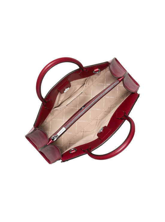 Michael Kors Women's Greta Medium Leather Satchel Bag Maroon