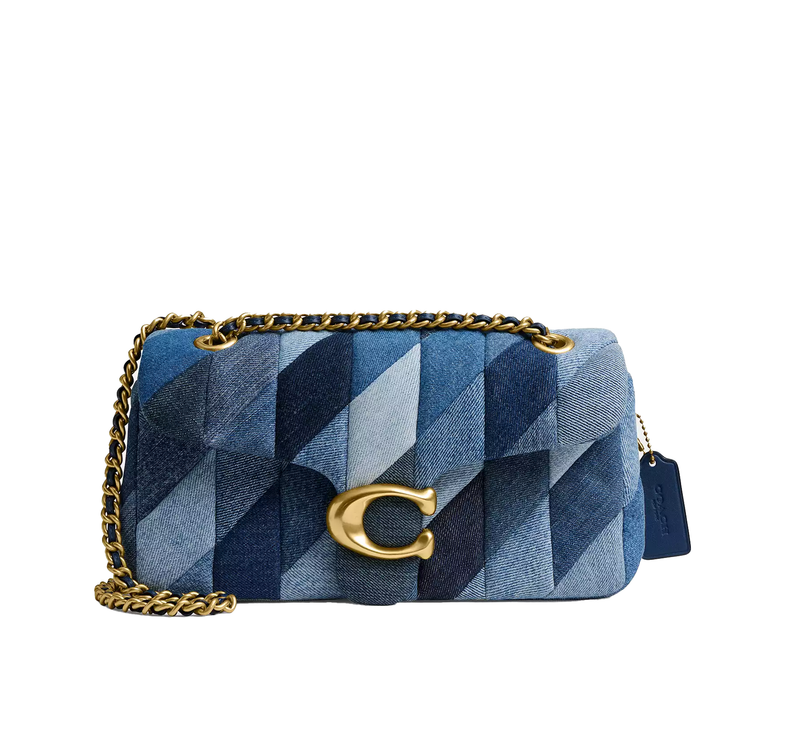 Coach Women's Tabby Shoulder Bag 26 With Repurposed Denim Patchwork Quilting Brass/Denim