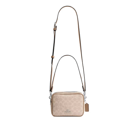 Coach Women's Mini Carey Crossbody Bag In Signature Canvas Silver/Sand/Taupe