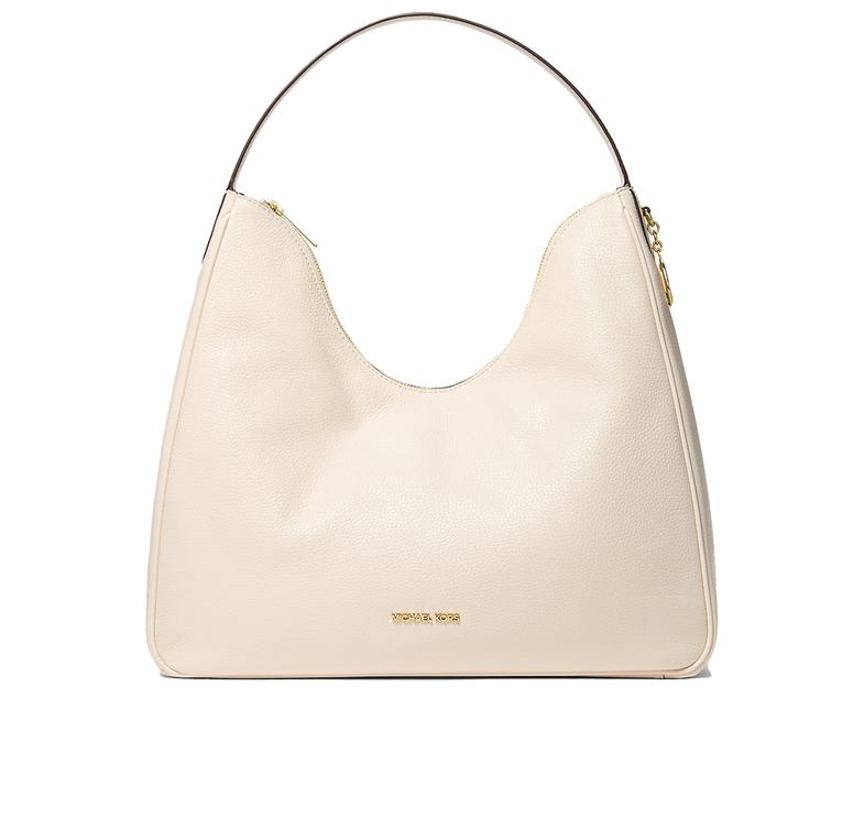 Michael Kors Women's Nayla Medium Pebbled Leather Shoulder Bag Light Cream/Gold