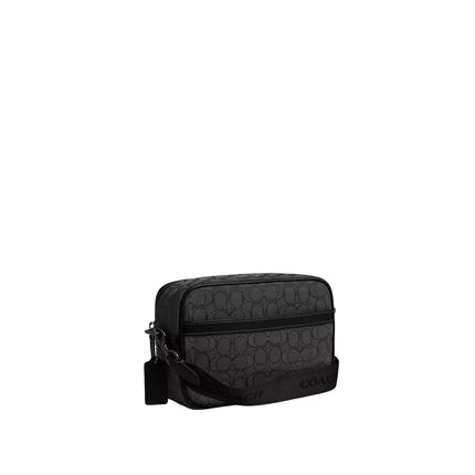 Coach Unisex Theo Camera Bag In Signature Jacquard Black