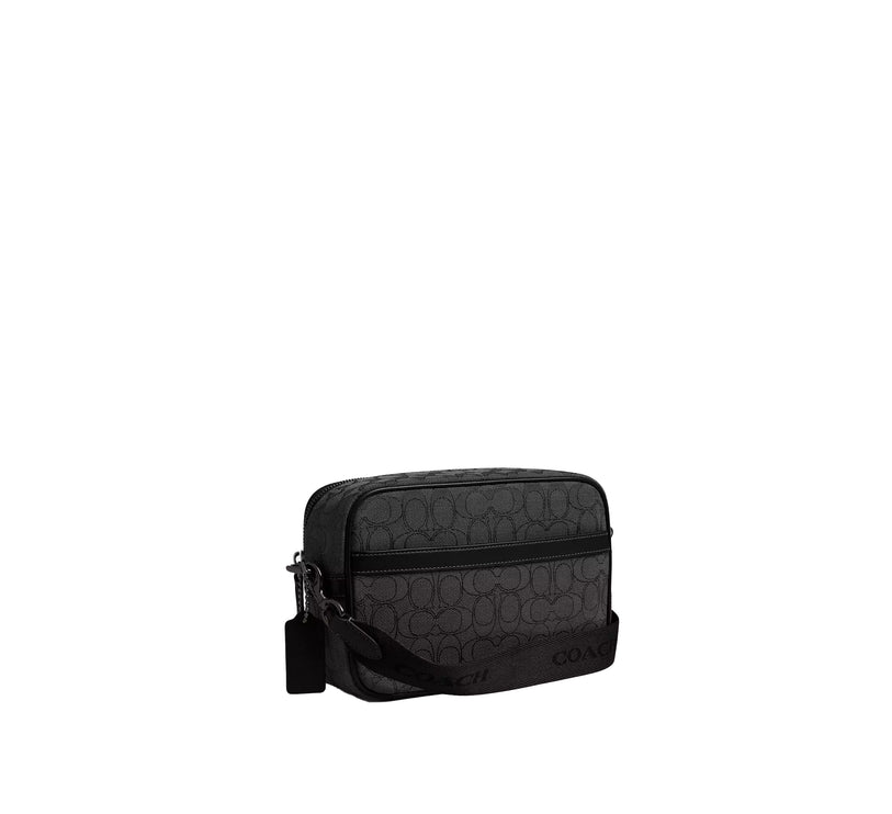 Coach Unisex Theo Camera Bag In Signature Jacquard Black