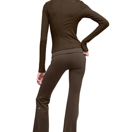 alo Women's Softsculpt Foldover Flare Legging Espresso