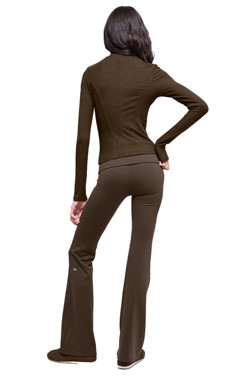 alo Women's Softsculpt Foldover Flare Legging Espresso