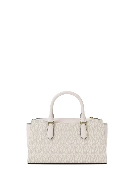 Michael Kors Women's Arden Small Signature Logo Messenger Bag Light Cream Multi